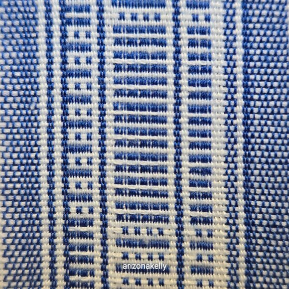 Cotton Linen Woven Scarf Blue & White - Picture 7 of 14